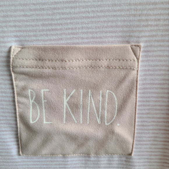 Rae Dunn Striped Hilo Hem Heather Pink Be Kind PJ Top NWT SZ S - Picture 3 of 8